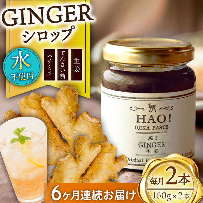 【ふるさと納税】【全6回定期便】 ジンジャーシロップ 2本 (160g/本) [DAA017] 生姜 しょうが ショウガ ジンジャー 長崎 五島列島 小値賀 国産 ジンジャーエール シロップ 生姜湯｜長崎県小値賀町
