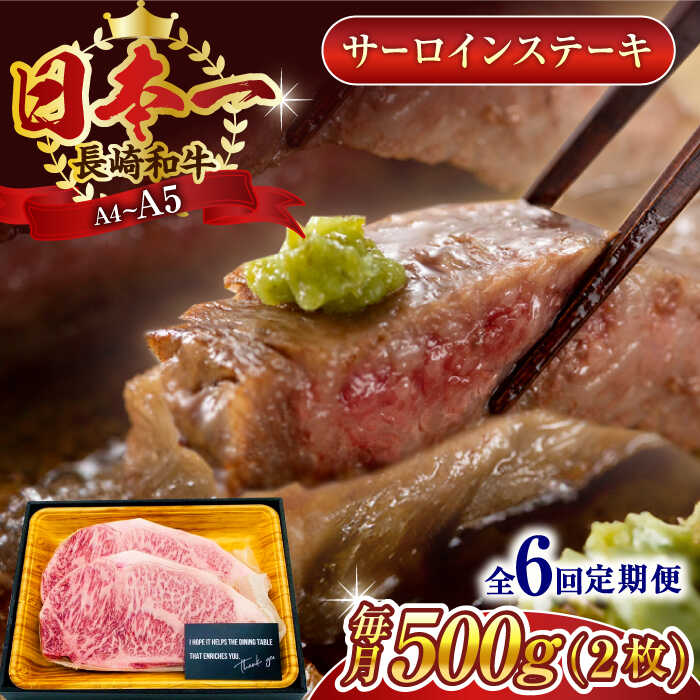 【ふるさと納税】【全6回定期便】【A4～A5】長崎和牛サーロインステーキセット　500g（250g×2枚）【株式会社 MEAT PLUS】[QBS073]