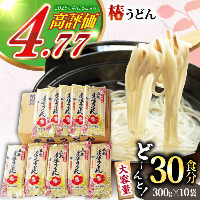 【ふるさと納税】【一番コシの強い！】椿 うどん 300g×10袋 五島うどん 保存食 うどん 麺 乾麺 椿 つばき あご あごだし 出汁 だし 大容量 めん うどん 【中本製麺】 [RAO013]