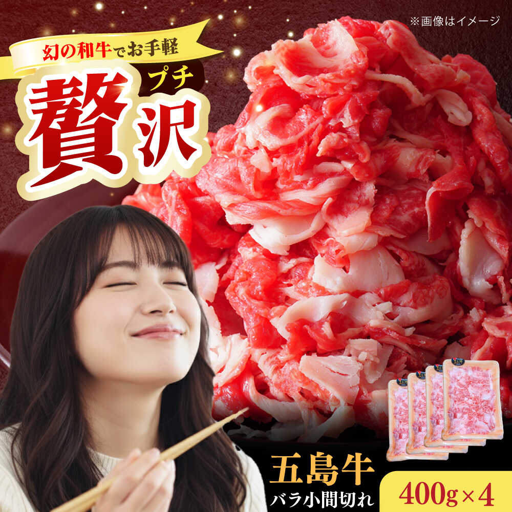 【ふるさと納税】【大容量】【希少で上品なお肉をご家庭で！】五島牛 バラ 小間切れ 4パック（1.6kg）8～10人前 切り落とし 長崎和牛 【ごとう農業協同組合】 [RAT005]