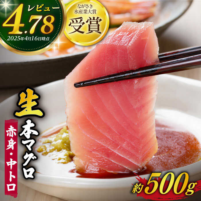 【ふるさと納税】【ながさき水産業大賞受賞の新鮮なマグロを冷蔵でお届け！！】五島列島産 養殖 生本かみマグロ 赤身 中トロ 計約500g 【カミティバリュー】 [RBP003] まぐろ 鮪 本マグロ 新鮮 鮮魚 海鮮 魚 ブロック 柵 刺身 寿司 生 海鮮丼 五島 上五島