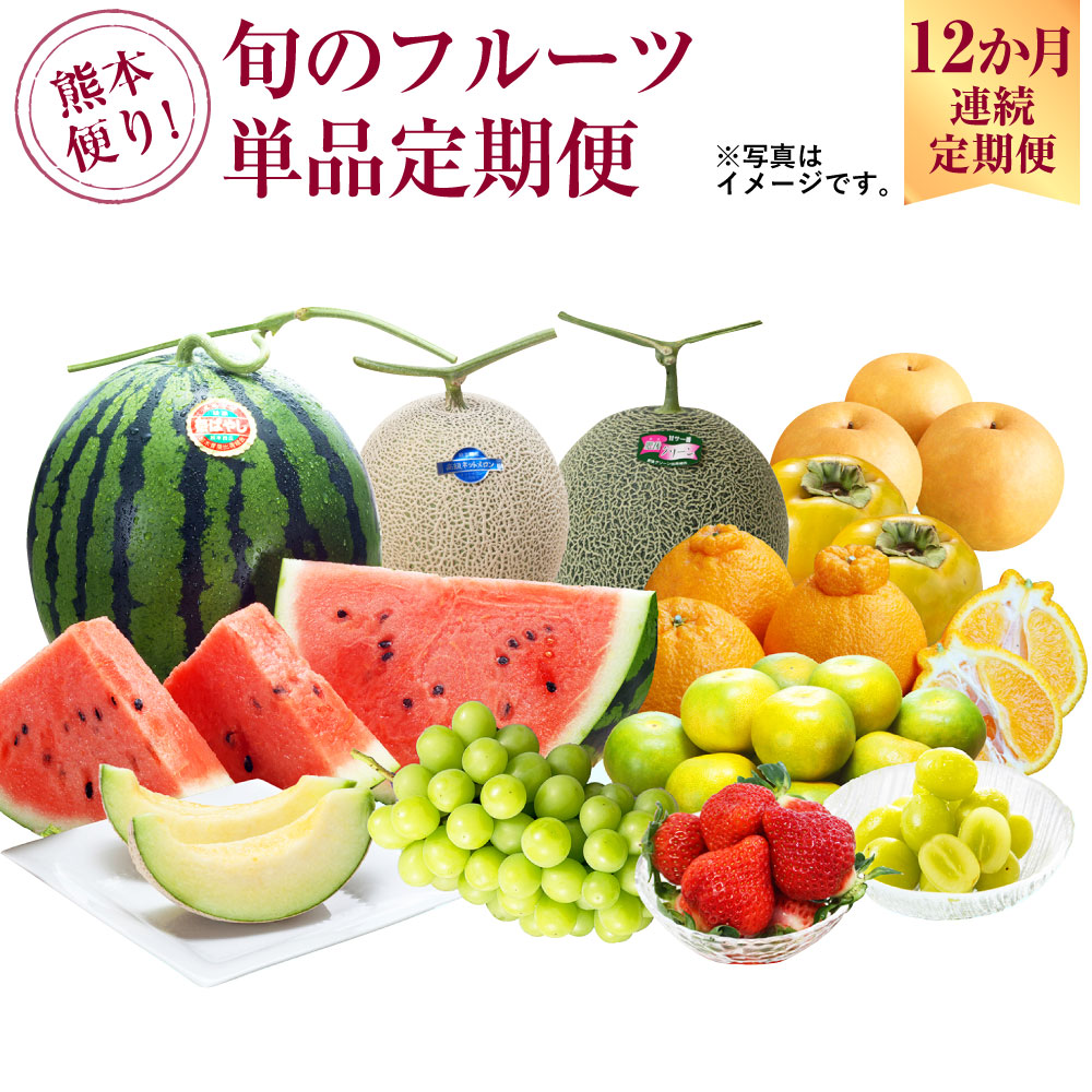 【ふるさと納税】【12か月連続定期便】熊本便り！ 旬のフルーツ 単品 定期便 フルーツ 果物 くだもの 季節 旬 セット 12ヶ月 1年間 毎月1回 デコポン いちご スイカ メロン 新高梨 太秋柿 九州 熊本県 送料無料