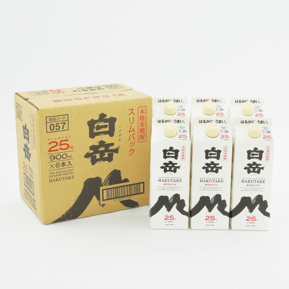 【ふるさと納税】本格米焼酎 白岳 パック 1800ml&times;6本 セット 25度 米焼酎 お酒 酒 球磨焼酎 焼酎 アルコール 人吉 球磨 九州 熊本県 送料無料｜熊本県