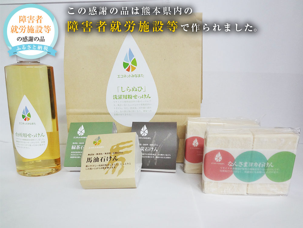 【ふるさと納税】自然派せっけんセット 6種 洗濯用粉せっけん「しらぬい」 台所用液体せっけん 竹炭石けん 馬油石けん 緑茶石けん なんさまよか石けん 詰合せ 石鹸 洗剤 キッチン用 ソープ ギフト 熊本県 送料無料