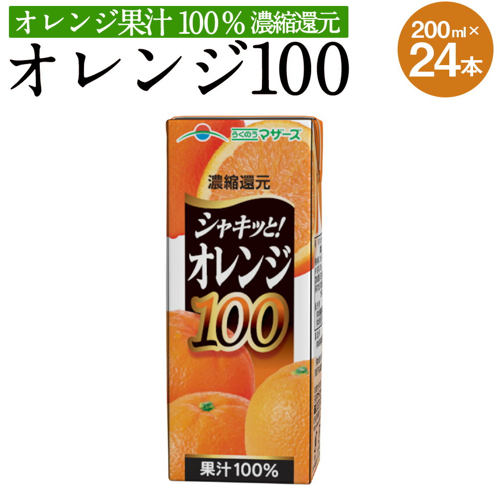 【ふるさと納税】オレンジ100 200ml 24本 合計4,800ml 4.8L オレンジジュース オレンジ 蜜柑 みかん みかんジュース ミカンジュース 果汁100％ ジュース 紙パック 長期保存 常温 九州 熊本県 送料無料｜熊本県