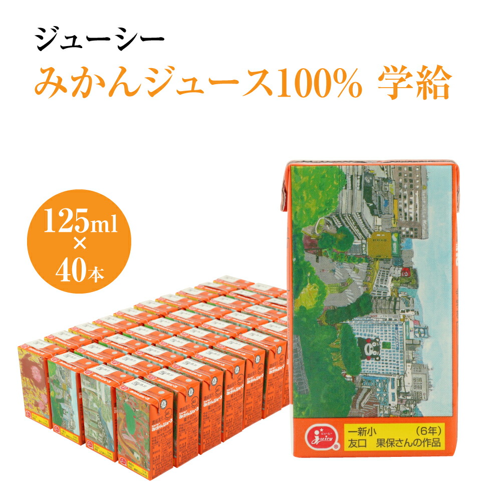 ジューシー みかんジュース100%(学給) 125ml×40本 合計5,000ml 5L 蜜柑ジュース ミカンジュース オレンジジュース 紙パック 国産 九州 熊本県 送料無料