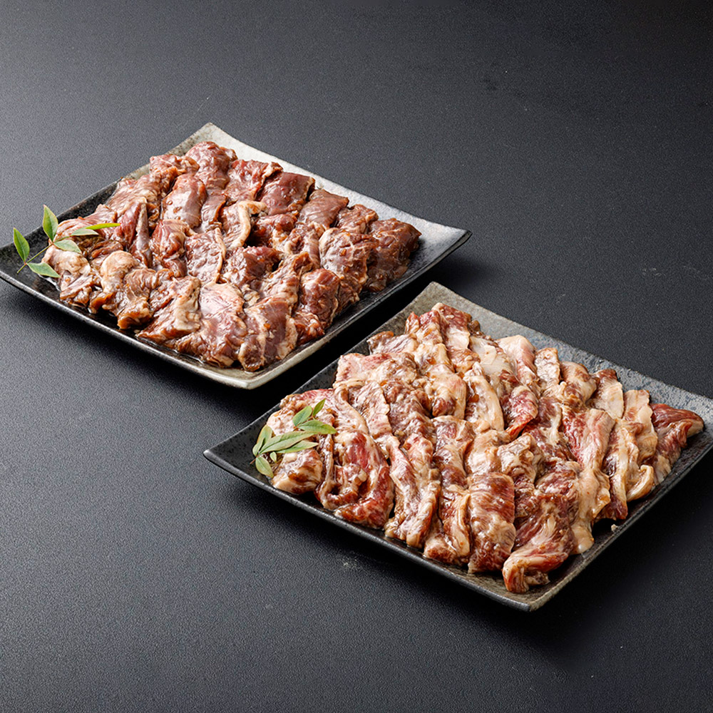 【ふるさと納税】味付け肉セット 牛カルビ 牛ハラミ 自家製だれ 計約1.2kg（約600g×2） 牛肉 お肉 たれ ・碵油 しょうゆ 真空パック 焼肉 焼き肉 バーベキュー BBQ 詰め合わせ 冷凍 熊本県 熊本市 送料無料