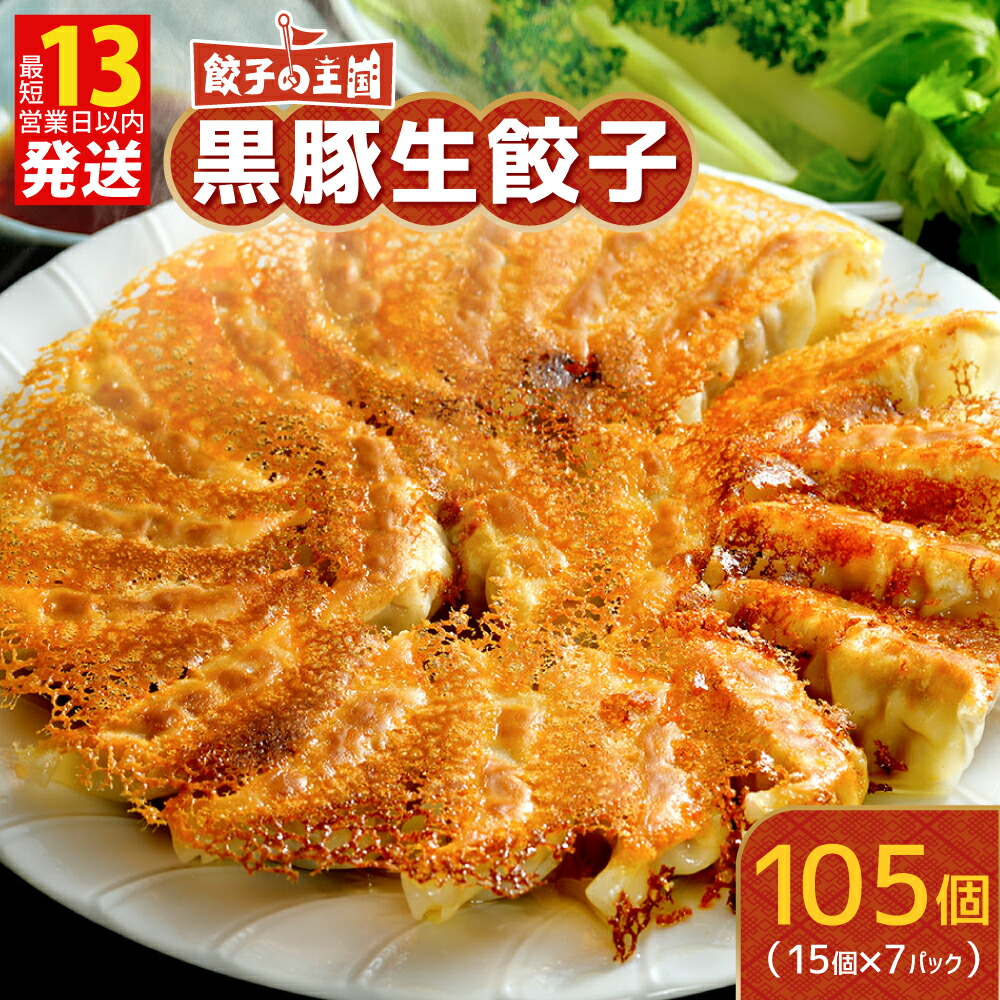 【ふるさと納税】餃子の王国 黒豚生餃子 105個 合計105個（1785g） 15個（255g）×7パック 餃子 生餃子 羽付き餃子 黒豚 純粋黒豚 パークシャー種 豚肉 九州産 熊本産 鹿児島産 宮崎産 国産 冷凍 送料無料