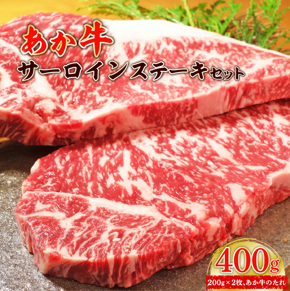 【ふるさと納税】あか牛 サーロインステーキセット サーロインステーキ200g&times;2枚 あか牛のたれ200ml付き お肉 牛肉 サーロイン 冷凍 熊本県産 九州産 国産 送料無料｜熊本県八代市
