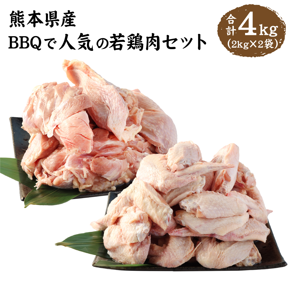 最大96％オフ！ 熊本県産 BBQで人気の若鶏肉セット 合計4kg もも肉 手羽先 各2kg 若鶏 鶏肉 鳥肉 お肉 国産 九州産 冷凍 大容量  送料無料 fucoa.cl