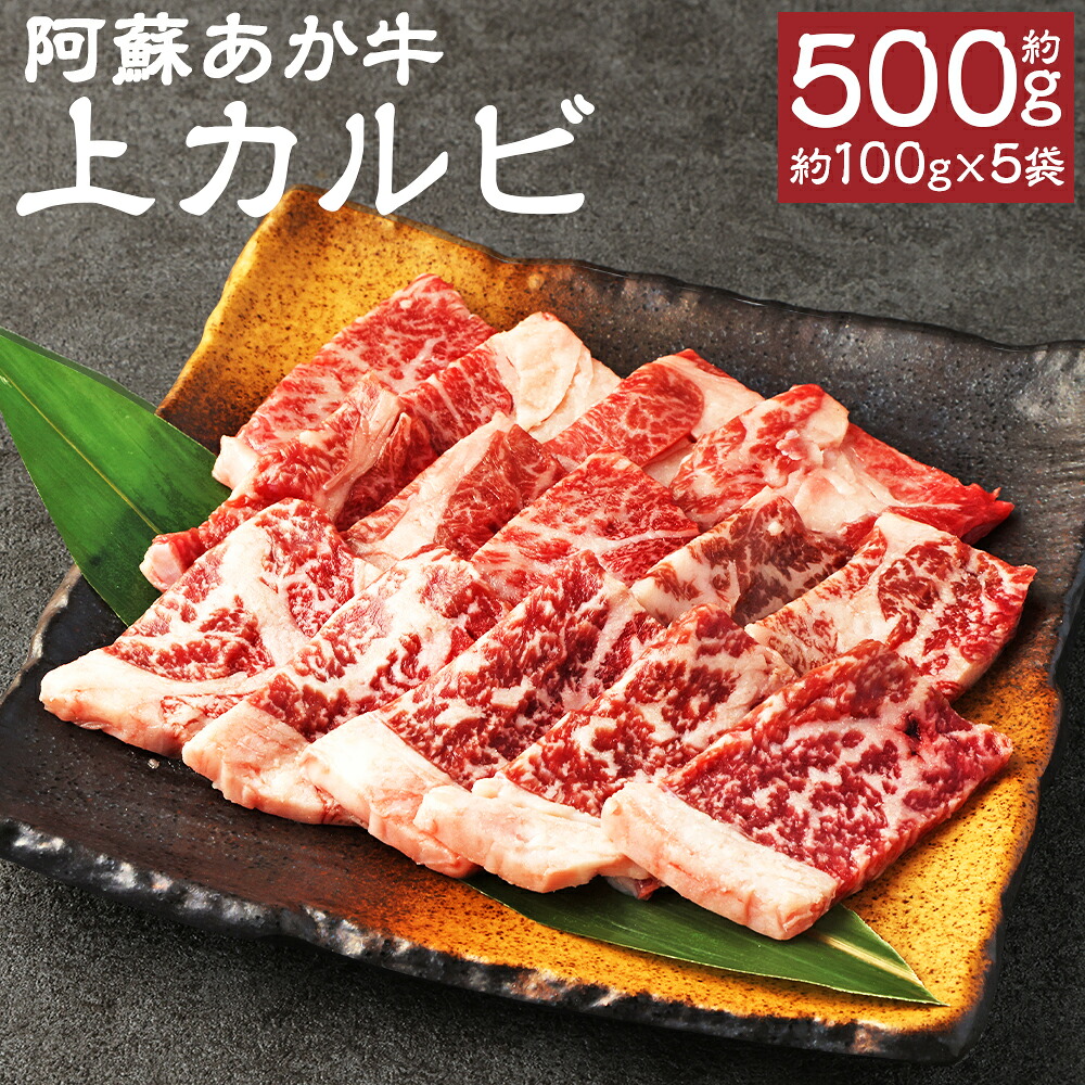 【ふるさと納税】阿蘇あか牛 上カルビ 合計約500g 約100g×5袋 小分け あか牛 牛肉 カルビ カット済み 熊本県産 九州産 国産 冷凍 送料無料