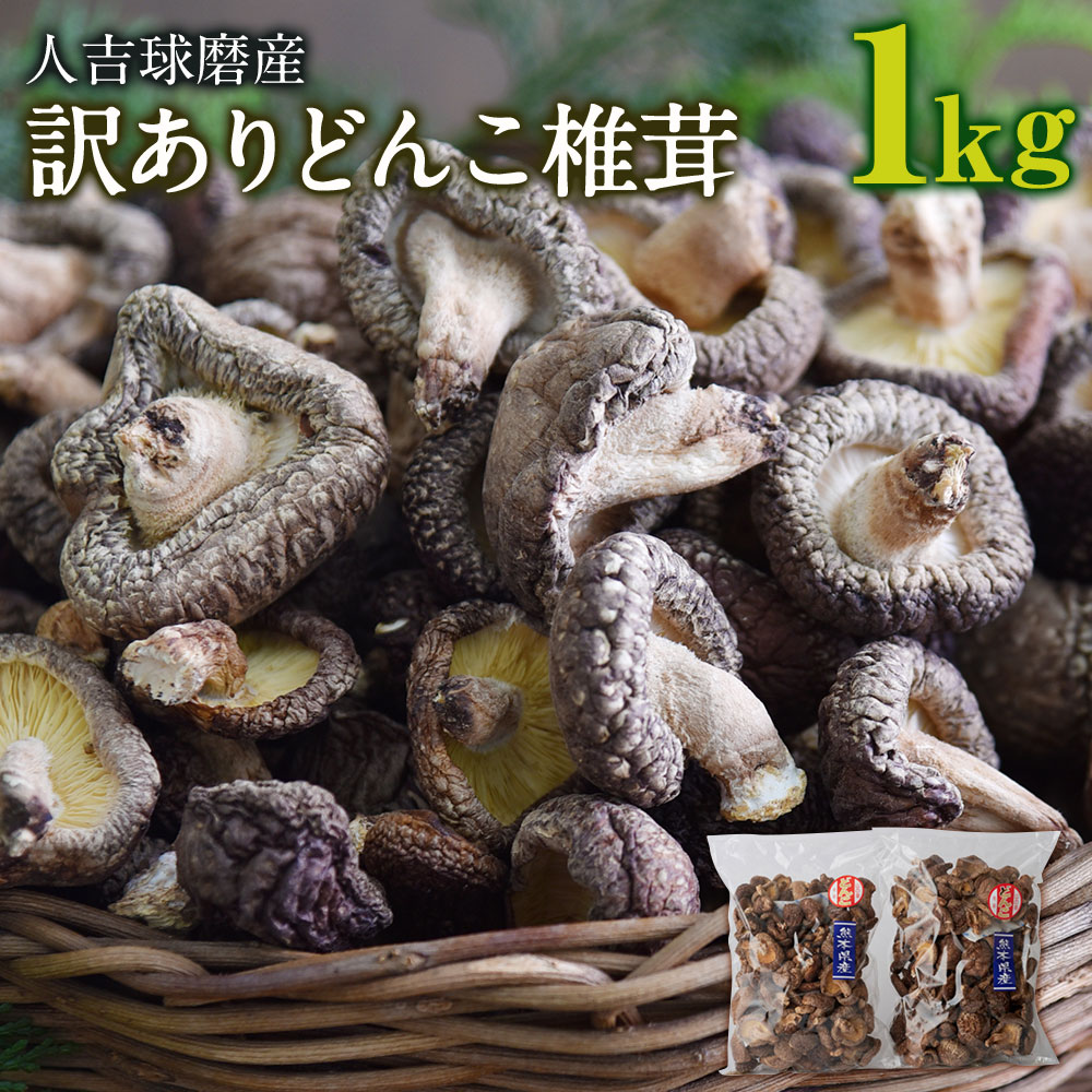 【ふるさと納税】人吉球磨産 訳あり しいたけ どんこ 椎茸 1kg 500g×2袋 熊本県人吉産 原木栽培椎茸 乾しいたけ 干し椎茸 干ししいたけ 乾椎茸 ご家庭用 九州 3～4cmの肉厚 業務用 送料無料