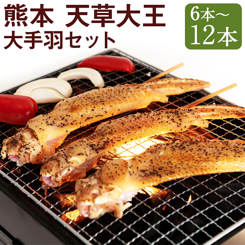 【ふるさと納税】熊本 天草大王 大手羽 6本/9本/12本 選べる内容量 1パック3本入り 約25cm 手羽 鶏肉 味付き おつまみ 熊本県産 九州産 国産 冷凍 送料無料