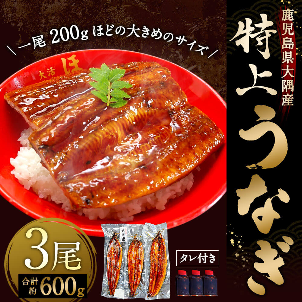 海外販売× ふるさと納税 特上うなぎ 600g(200g×3尾) タレ付き うなぎ 鰻 熊本県人吉市 通販