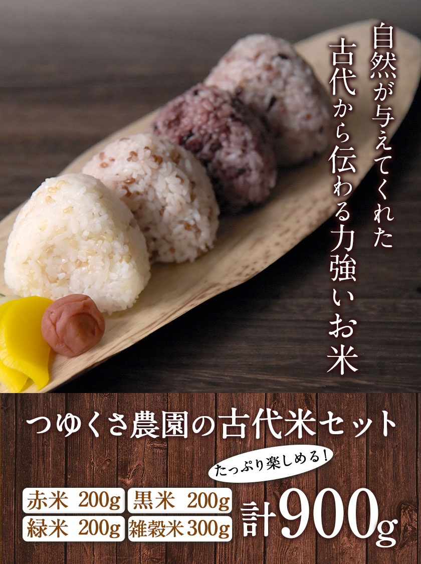 最新作 古代米 赤米 黒米 緑米 雑穀米 900g 熊本県荒尾市産 赤米200g×1袋 黒米200g×1袋 緑米200g×1袋 雑穀米300g ×1袋  つゆくさ農園 《30日以内順次出荷 土日祝日除く 》 newschoolhistories.org