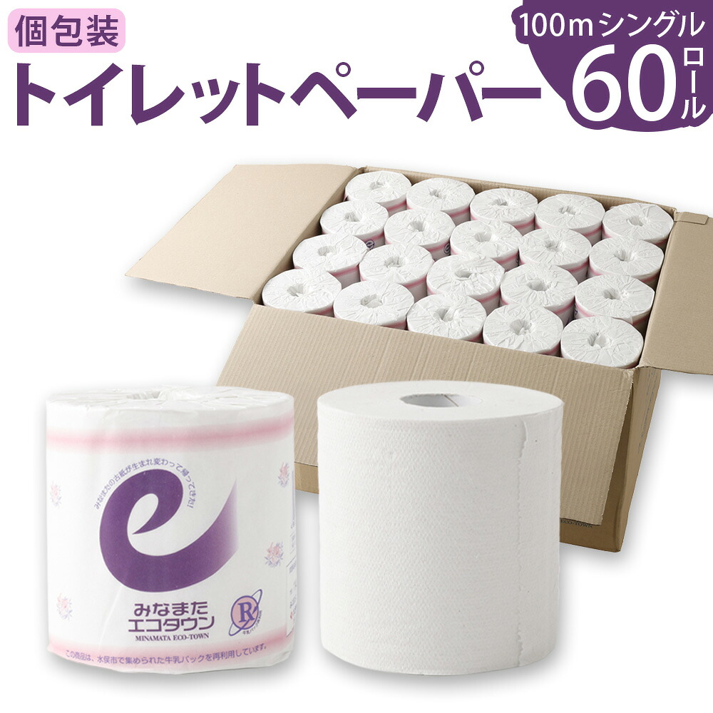 【ふるさと納税】 みなまたエコタウンペーパー 60個入 60ロール トイレットペーパー トイレ ペーパー 100m シングル 個包装 環境 牛乳パック 古紙 リサイクル 日用品 生活必需品 送料無料
