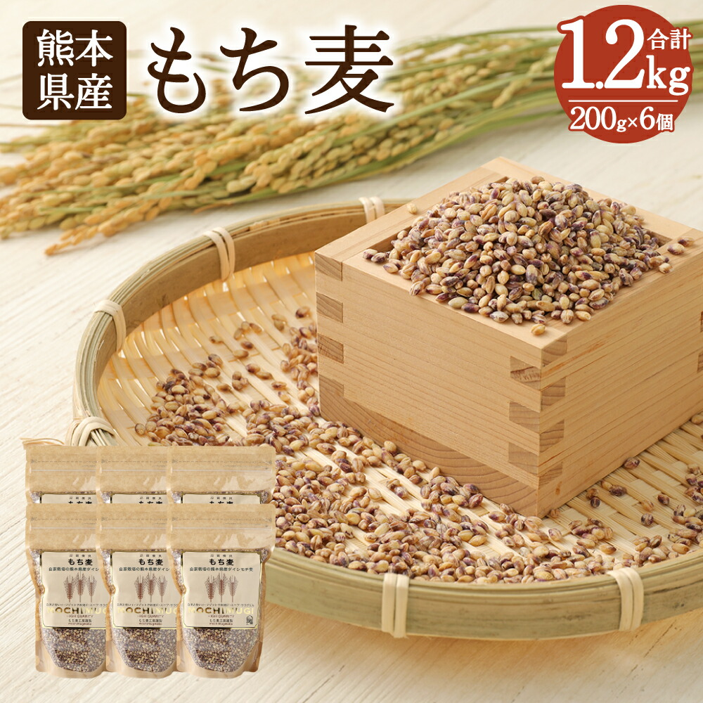 【ふるさと納税】もち麦 200g×6個 計1.2kg セット 麦 ダイシモチ 食物繊維 純国産 熊本県産 水俣市産 送料無料