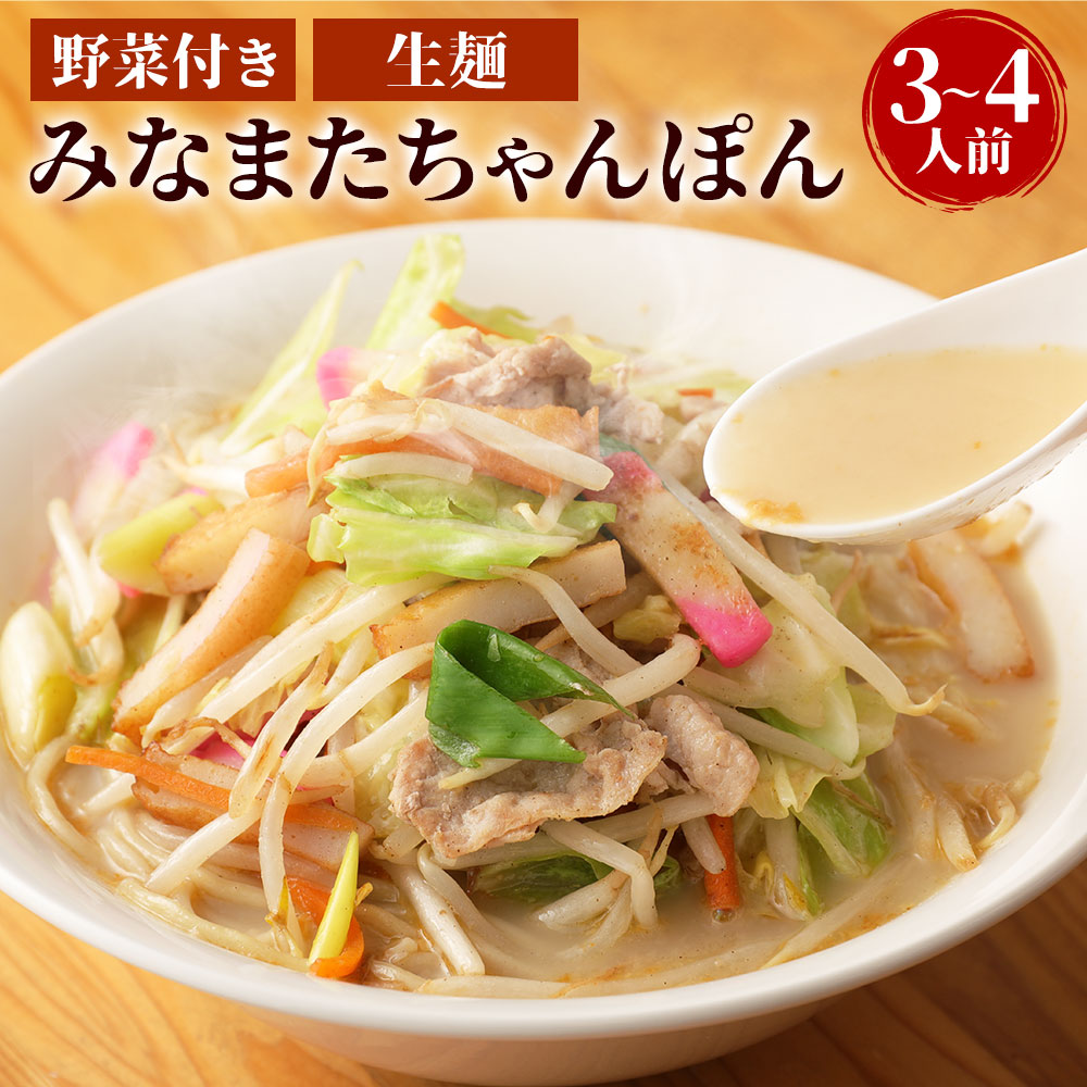 【ふるさと納税】【TVで紹介されました！】みなまたちゃんぽん 3～4人前 生麺 野菜付き 具材セット 白湯ちゃんぽんスープ お取り寄せ 水俣ちゃんぽん チャンポン 本格 簡単調理 国産 九州産 食品 送料無料