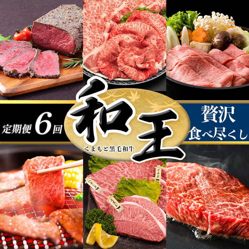 【ふるさと納税】 定期便 6回 和王 贅沢食べ尽くしコース A5 ランク ステーキ 焼肉 すき焼き しゃぶしゃぶ ブロック肉 黒毛和牛 お肉 肉 牛肉 熊本県産 送料無料 | 玉名 熊本