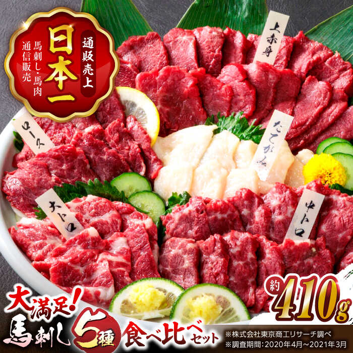 【ふるさと納税】大満足のボリューム「大満足セット 」 上赤身 約50g×3 大トロ 約50g×1 中トロ 約50g×2 たてがみ 約30g×2 ロース 約50g×1 計410g 専用醤油付き 国産 馬刺し 熊本 山鹿市 霜降り 馬刺 ばさし バサシ おつまみ 小分け【株式会社  利他フーズ】[ZBK006]