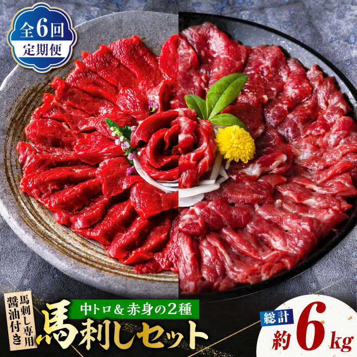 【ふるさと納税】【6回定期便】赤身 & 霜降りの「2種食べ比べセット 」 馬刺し 赤身 約50g×10パック 中トロ 約50g×10パック 専用醤油付き 国産 馬刺し赤身 国内肥育 霜降り中トロ 約1キロ たっぷり 熊本 ばさし バサシ 冷凍 パック 小分け【株式会社 利他フーズ】[ZBK023]