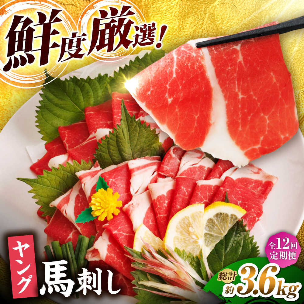 【ふるさと納税】【12回定期便】ヤング馬刺し 計300g（3pc）＋タレ小 ヤング 馬刺し 馬肉 桜肉 馬 肉 便利 小分け 3パック タレ付き コリコリ 歯ごたえがある 首周りのお肉 冷凍 生食 肉食 刺身 九州 熊本県 特産品 山鹿 送料無料 【馬刺しの郷 民守】[ZBL102]