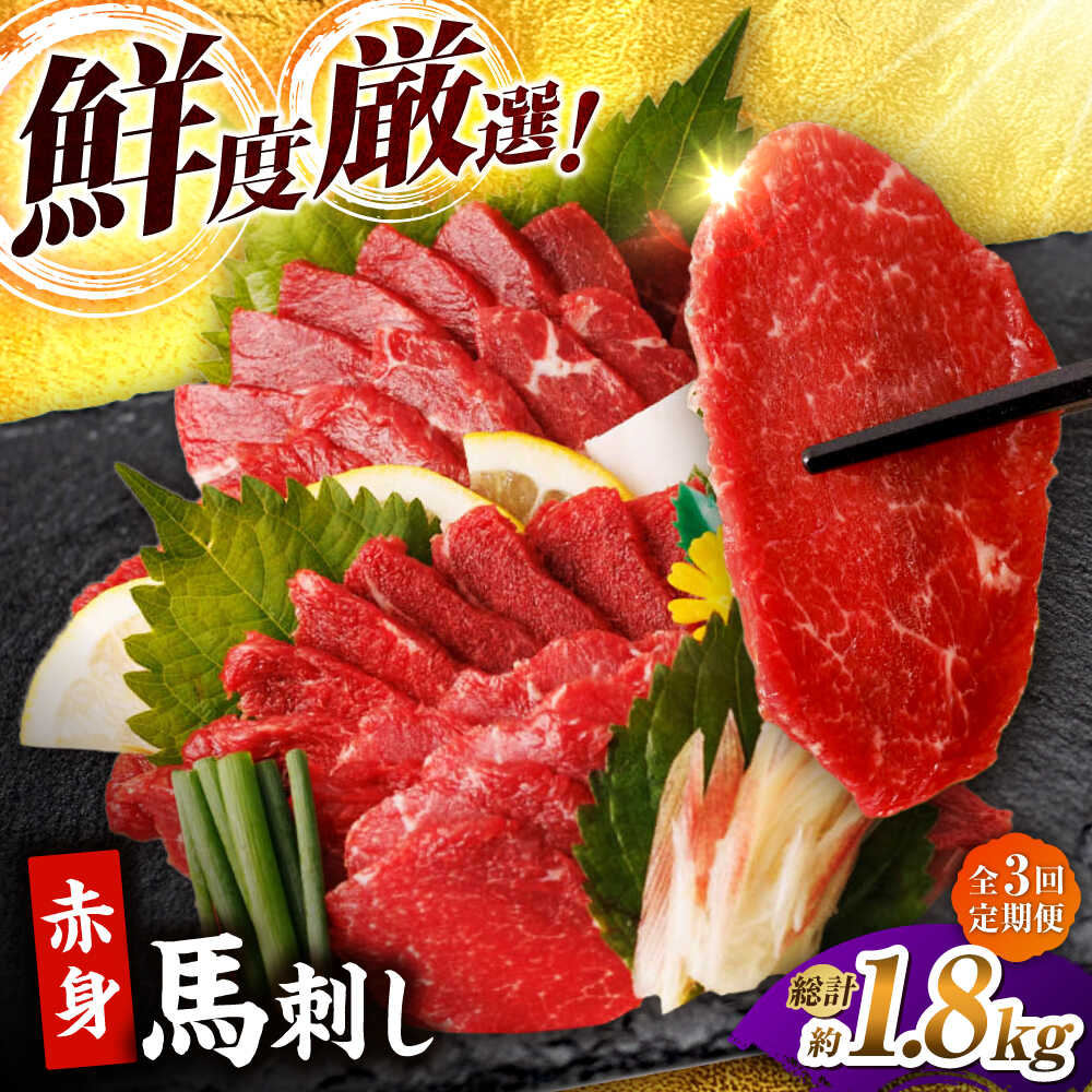 【ふるさと納税】【3回定期便】赤身馬刺し 計600g（6pc）＋タレ大 馬刺し 100g×6パック 専用タレ付き 馬肉 桜肉 馬 肉 ヘルシー 赤身 便利 小分け タレ付き 真空パック 冷凍 生食 肉食 刺身 九州 熊本県 特産品 山鹿 小分け おつまみ 送料無料【馬刺しの郷 民守】[ZBL039]