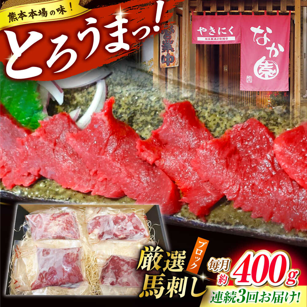 【ふるさと納税】【3回定期便】熊本 馬刺し「なか園」赤身馬刺し 約400ｇ【有限会社スイートサプライなかぞの】[ZBV074]