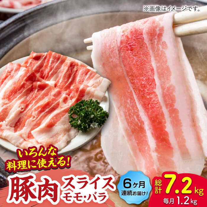 【ふるさと納税】【6回定期便】豚肉スライス（モモ・バラ）約1.2kg（約300g×4pc）【吉里精肉】[ZEW094] 豚肉 豚 肉 産地 国産 冷凍 手軽 簡単 部位 山鹿 バラ モモ 小分け パック 生姜焼き 冷しゃぶ 熊本県 ぶた にく おすすめ 人気 レビュー 口コミ ランキング 送料無料