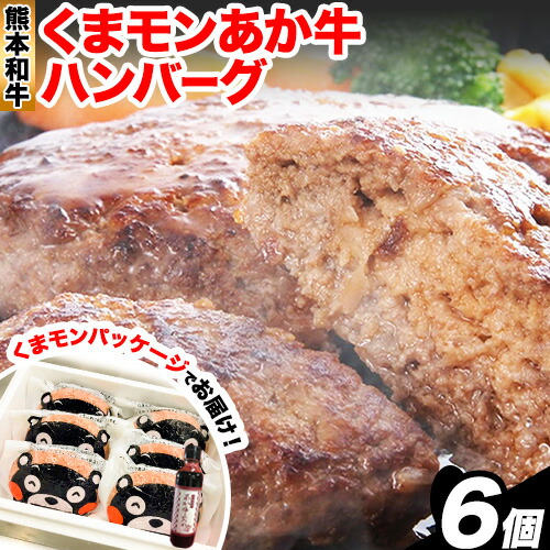 【ふるさと納税】くまモン あか牛 ハンバーグセット 合計約720g 約120g×6個 あか牛のたれ200ml付き 和牛 赤牛 2018年度日本ギフト大賞熊本賞受賞 くまモンパッケージ おかず 惣菜 熊本県産 九州産 国産 冷凍 送料無料《30日以内に出荷予定(土日祝除く)》