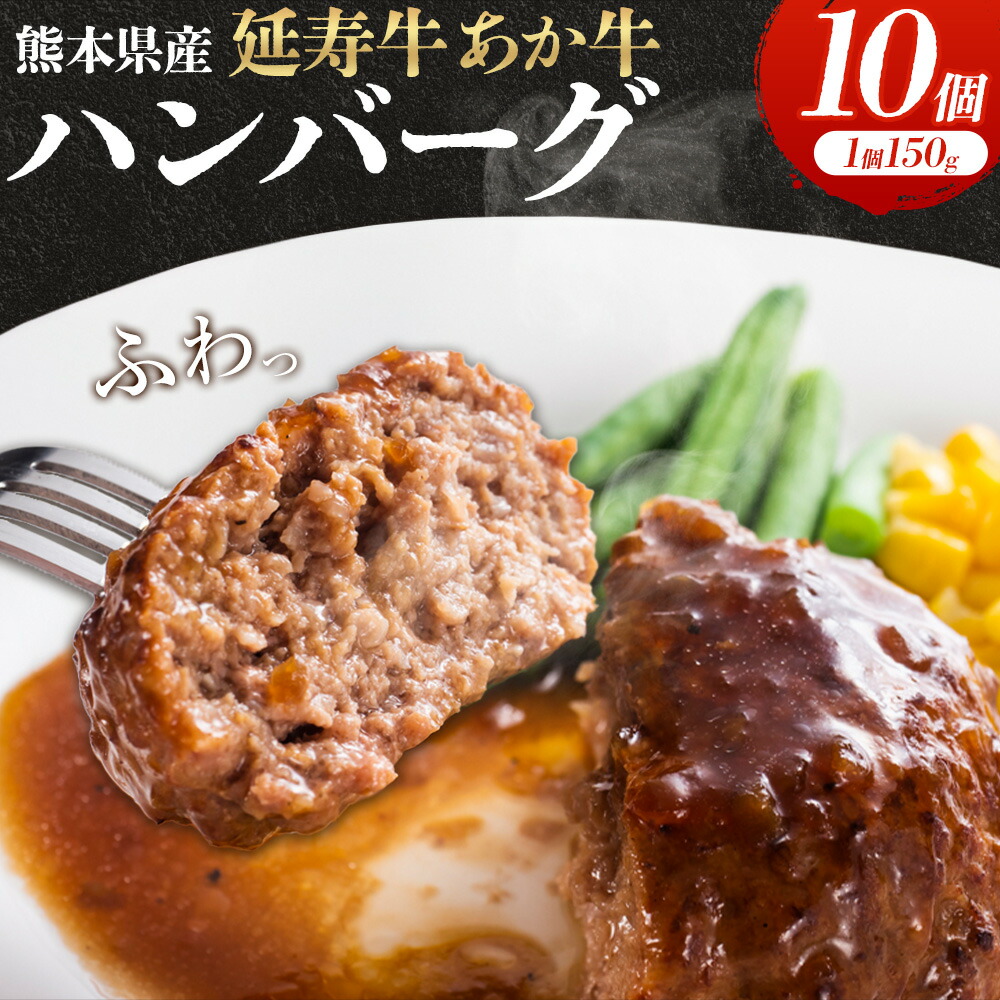 【ふるさと納税】熊本県産 延寿牛 あか牛 ハンバーグ 約150g×10個 合計約1.5kg 株式会社原田畜産《30日以内に出荷予定(土日祝除く)》小分け 個包装 お肉 和牛 ハンバーグ 焼くだけ 熊本県産 九州産 国産 冷凍 送料無料|熊本県菊池市
