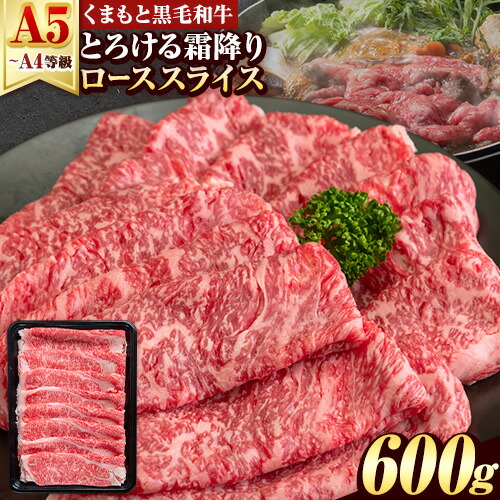 【ふるさと納税】くまもと黒毛和牛 サーロイン リブロース ローススライス 600g 牛肉 冷凍 《30日以内に出荷予定(土日祝除く)》くまもと黒毛和牛 黒毛和牛 スライス 肉 お肉 しゃぶしゃぶ肉 すきやき肉 すき焼き