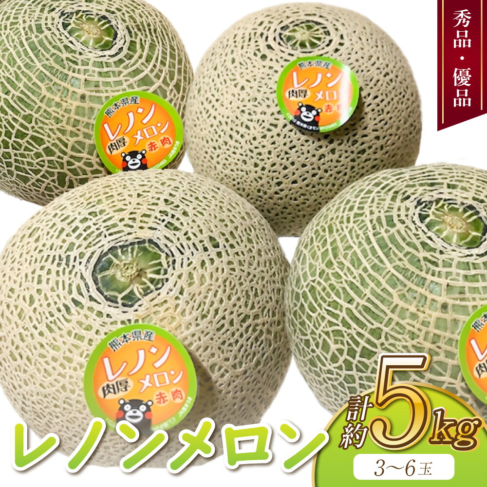 【ふるさと納税】 メロン レノンメロン 約5kg（3～6玉）【2026年4月上旬～5月下旬発送予定】 秀品 優品 赤肉メロン 国産 九州 熊本県 宇城市 送料無料 株式会社GGYパッケージ