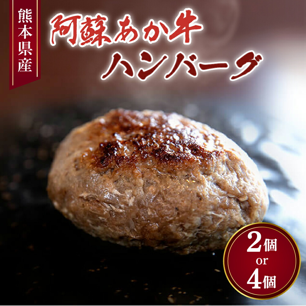 【ふるさと納税】阿蘇あか牛 ハンバーグ 【選べる容量】100g×2個 もしくは 100g×4個 あか牛 赤牛 牛肉 牛肉100％ 国産牛 和牛 冷凍 簡単調理 お取り寄せ グルメ 九州 熊本県 宇城市 送料無料 株式会社LARKS