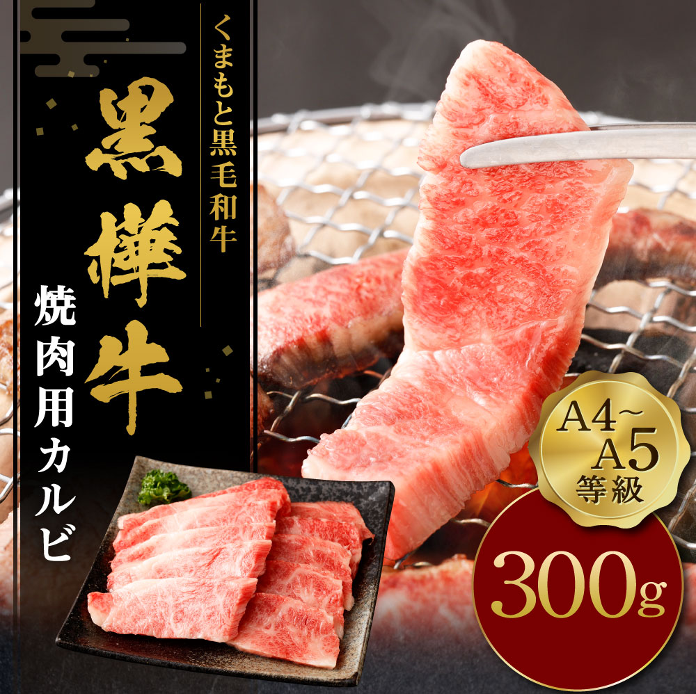 市場 ふるさと納税 カルビ くまもと黒毛和牛 牛肉 黒樺牛 焼肉用カルビ 合計300g A4〜A5等級