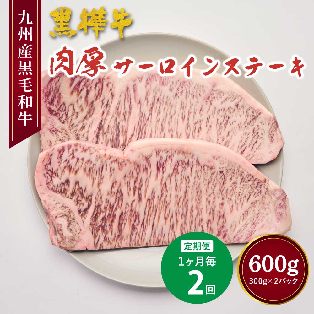 【ふるさと納税】【定期便 1ヶ月毎2回】 黒毛和牛 肉厚 サーロインステーキ 計600g (300g×2回) 黒樺牛 牛肉 ステーキ サーロイン 和牛 牛 お肉 黒毛和牛 国産 冷凍 熊本県 宇城市 送料無料 株式会社 杉本本店