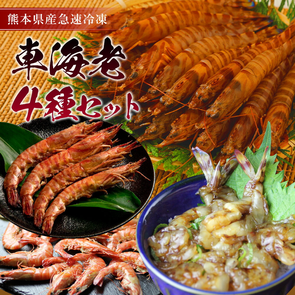 【ふるさと納税】車海老 4種セット 合計840g サイマキ 味噌漬け 醤油漬け丼 えび エビ 海鮮 魚介類 海産物 シーフード 海の幸 クルマエビ どんぶり 丼ぶり 丼 詰め合わせ 熊本県産 熊本県 宇城市 送料無料 吉本水産