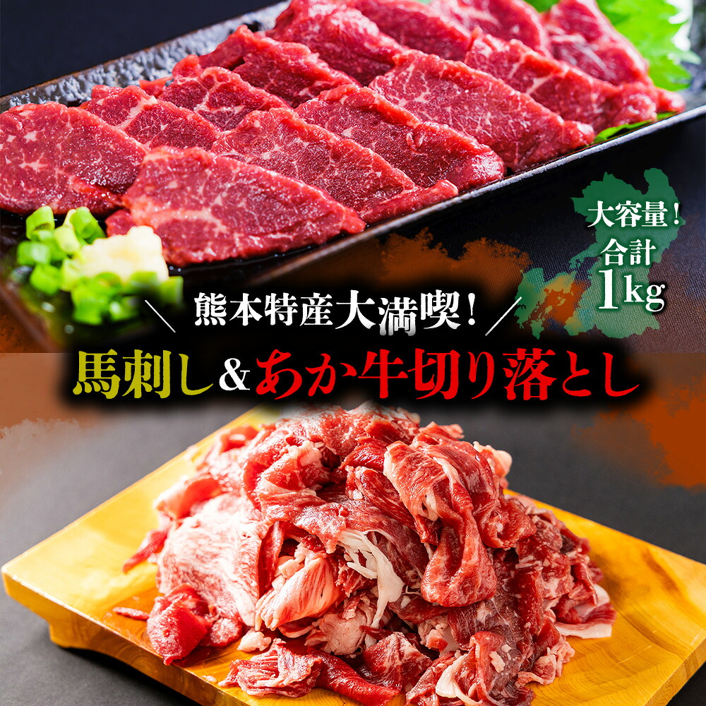 【ふるさと納税】熊本特産大満喫！ 馬刺し＆あか牛切り落としセット（馬刺し400g&切り落とし600g） ショッピングふじた 矢野畜産 熊本県 阿蘇市
