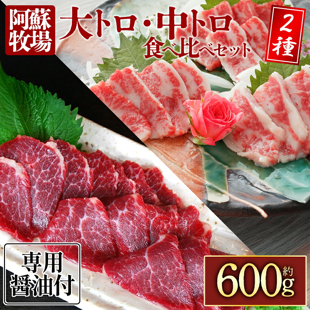 【ふるさと納税】【阿蘇牧場】大トロ・中トロ馬刺しのセット600g(各300g) 大トロ 馬刺し 中トロ 馬刺し 食べ比べ 冷凍 馬肉 小分け タレ付き お肉 熊本名物 上質 新鮮 お取り寄せ お祝い おつまみ 晩酌 生食用 刺身 プレゼント名物 特産品 熊本県 阿蘇市|熊本県阿蘇市