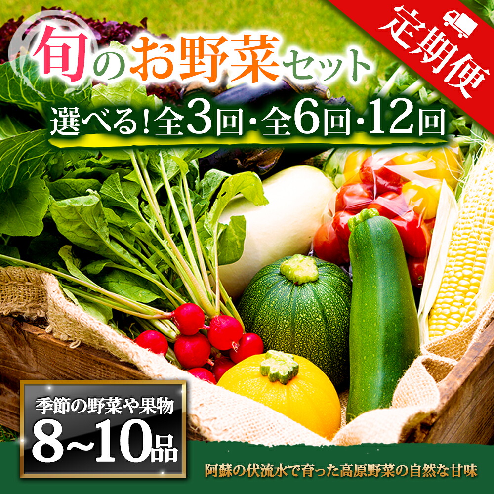 【ふるさと納税】【定期便】畑から直送 季節のお野菜セット Lサイズ 3回 6回 12回 定期便 野菜 8～10品 定期便 ふるさと納税 全6回 全12回 詰め合わせ セット 新鮮 減農薬 高原 旬 産地直送 野菜 果物 フルーツ 採れたて 甘い 美味しい 人気 安心 安全 熊本県 阿蘇市｜熊本県阿蘇市