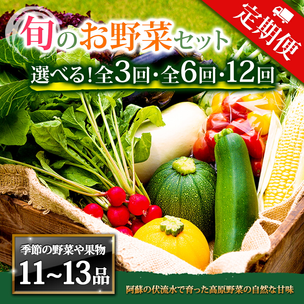 【ふるさと納税】【定期便】畑から直送 季節のお野菜セット XLサイズ 3回 6回 12回 定期便 野菜 11～13品 定期便 ふるさと納税 全6回 全12回 詰め合わせ セット 新鮮 減農薬 高原 旬 産地直送 野菜 果物 フルーツ 採れたて 甘い 美味しい 人気 安心 安全 熊本県 阿蘇市