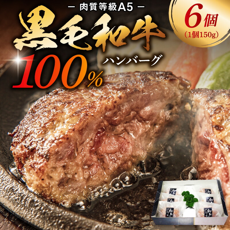 【ふるさと納税】黒毛和牛 100% ハンバーグ 150g 6個 セット 牛肉 A5 等級 ミシュランビブグルマン獲得 産地直送 自社牧場 肉汁 おかず ご飯のお供 和牛 国産 冷凍 熊本県 天草市 田中畜産 お取り寄せ お取り寄せグルメ 送料無料|熊本県天草市