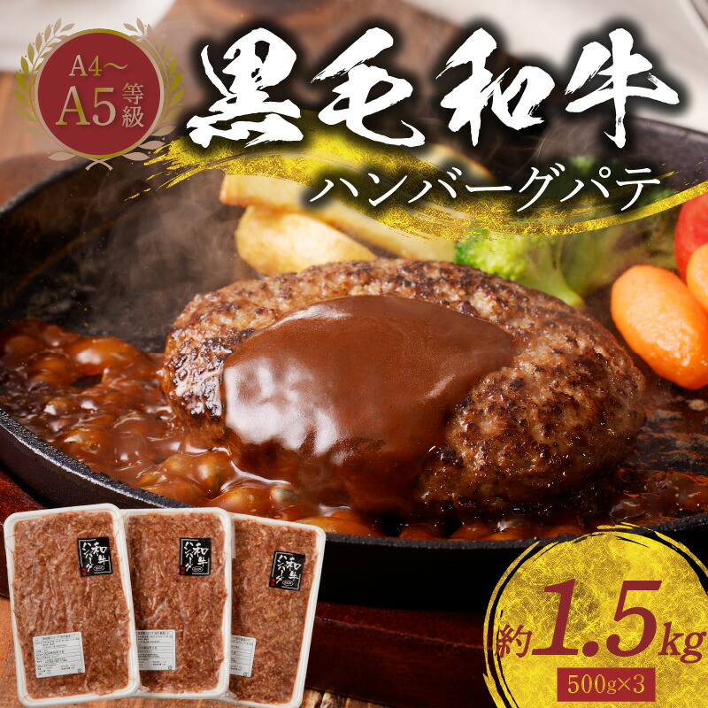 【ふるさと納税】九州産 黒毛和牛 ハンバーグ パテ 約1.5kg 肉質等級 A4 ～ A5 ランク 小分け 味付き 旨味 濃い 黒毛和種 ミシュランビブグルマン 獲得 熊本県 天草市 田中畜産 お取り寄せ お取り寄せグルメ 送料無料