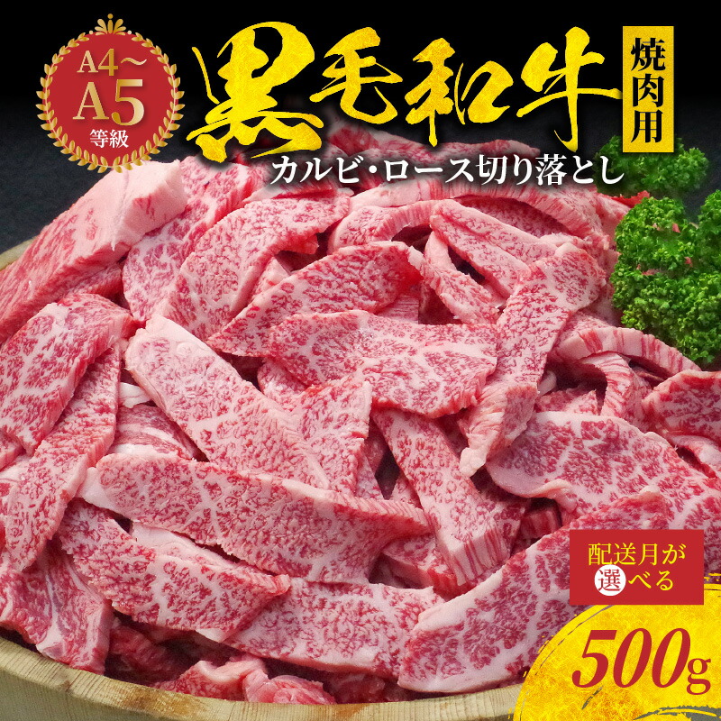 【ふるさと納税】ミシュランビブグルマン 獲得 黒毛和牛 焼肉用 500g 選べる 配送月 カルビ ロース 切り落とし ミックス A4 ～ A5 等級 厚切り 牛肉 肉 牛 脂 旨い 霜降り サシ BBQ 焼肉 肉丼 料理 たなか畜産 産地直送 冷凍 食品 お取り寄せ グルメ 熊本県 天草市 送料無料
