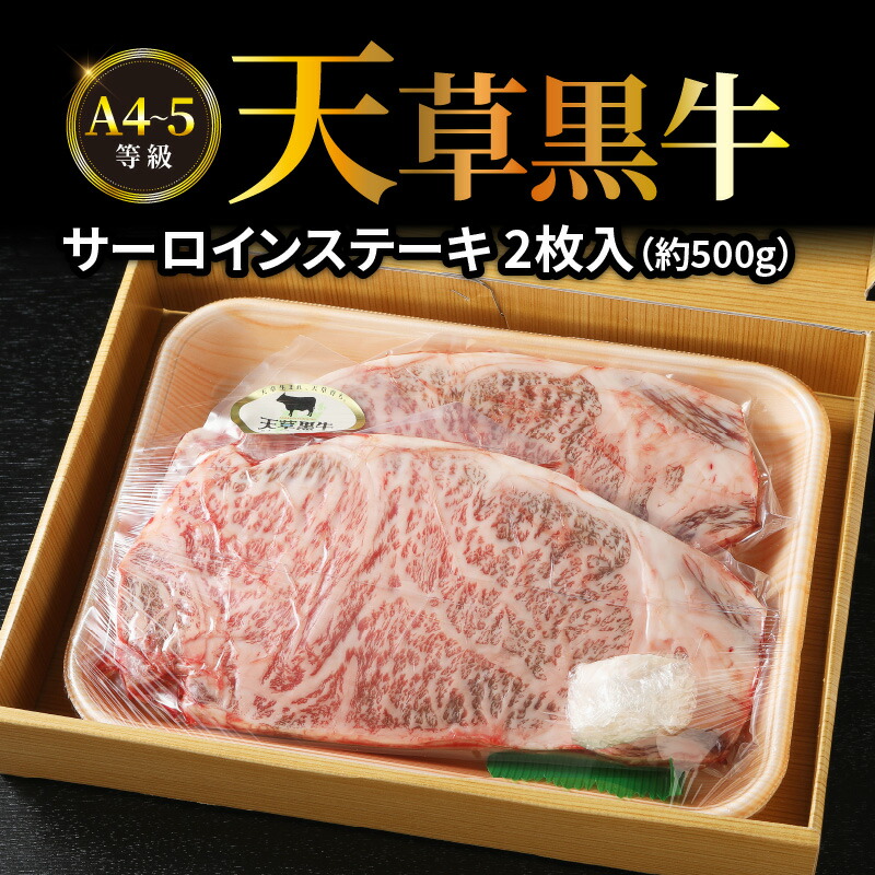 【ふるさと納税】牛肉 天草黒牛 サーロイン ステーキ 2枚入 約 500g A4 ～ 5等級 黒毛和牛 ブランド牛 バーベキュー 和牛 国産牛 肉 食品 食べ物 寺澤精肉店 九州 熊本県 天草市 お取り寄せ お取り寄せグルメ 冷凍配送 送料無料