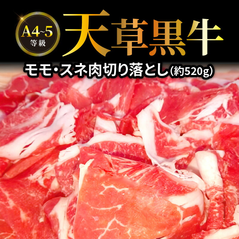 【ふるさと納税】牛肉 天草黒牛 モモ スネ肉 切り落とし 約 520g A4 ～ 5等級 黒毛和牛 ブランド牛 和牛 国産牛 肉 食品 食べ物 寺澤精肉店 九州 熊本県 天草市 お取り寄せ お取り寄せグルメ 冷凍配送 送料無料
