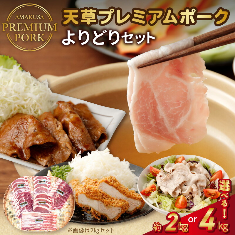 【ふるさと納税】天草 プレミアム ポーク よりどり セット 選べる 内容量 約 2kg 4kg 豚 ロース バラ 肩ロース 肉質 柔らか 甘い脂 生姜焼き しゃぶしゃぶ 焼肉 とんかつ 国産 小分け パック 精肉 食品 お取り寄せ グルメ お取り寄せグルメ 熊本県 天草市 送料無料|熊本県天草市