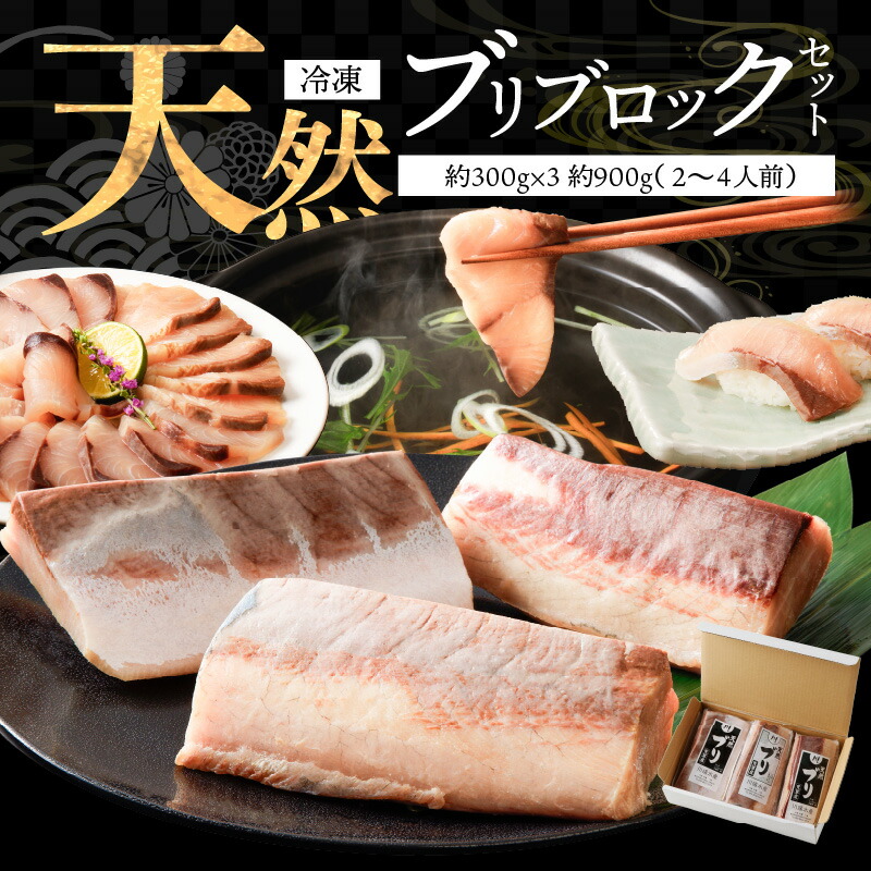 【ふるさと納税】新鮮 天然ブリ ブリ ブロック セット 2 ～ 4人前 約300g × 3 約900g 冷凍 お刺身 しゃぶしゃぶ お寿司 使いやすい 魚介類 魚 海の幸 食品 川端水産 熊本県 天草市 お取り寄せ 送料無料