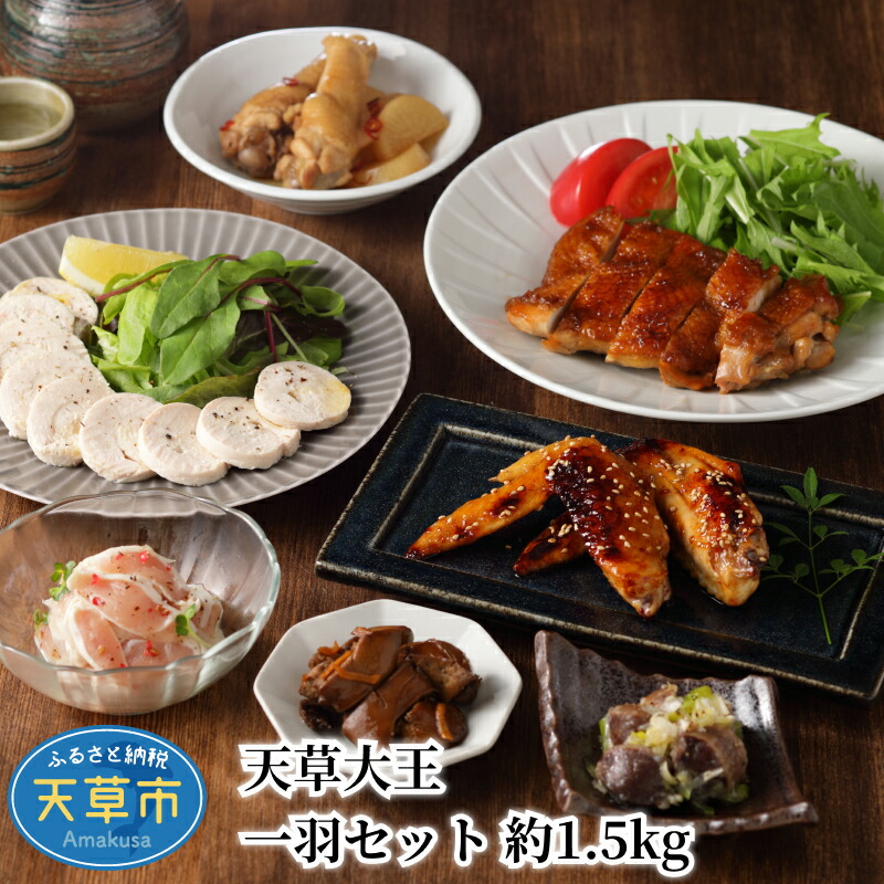 【ふるさと納税】肉 鶏 鶏肉 一羽 セット 約 1.5kg モモ肉 むね肉 ササミ 手羽元 手羽先 手羽元 砂ズリ 肝 国産 日本最大級の地鶏 幻の地鶏 天草大王 食品 熊本 天草 お取り寄せ お取り寄せグルメ 真空パック 送料無料 13,090円