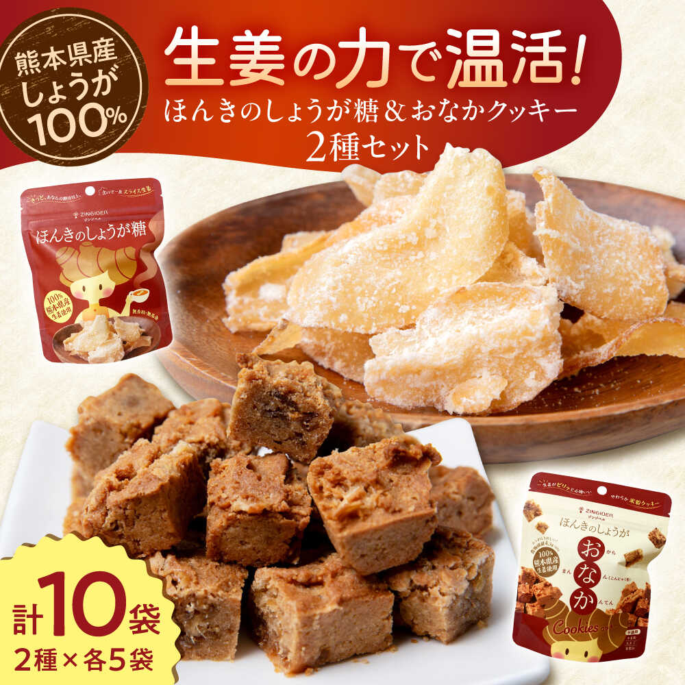 【ふるさと納税】ほんきのしょうが糖とほんきのしょうがおなかクッキー各５袋セット【ジンジベル】[AYAD020]｜熊本県合志市